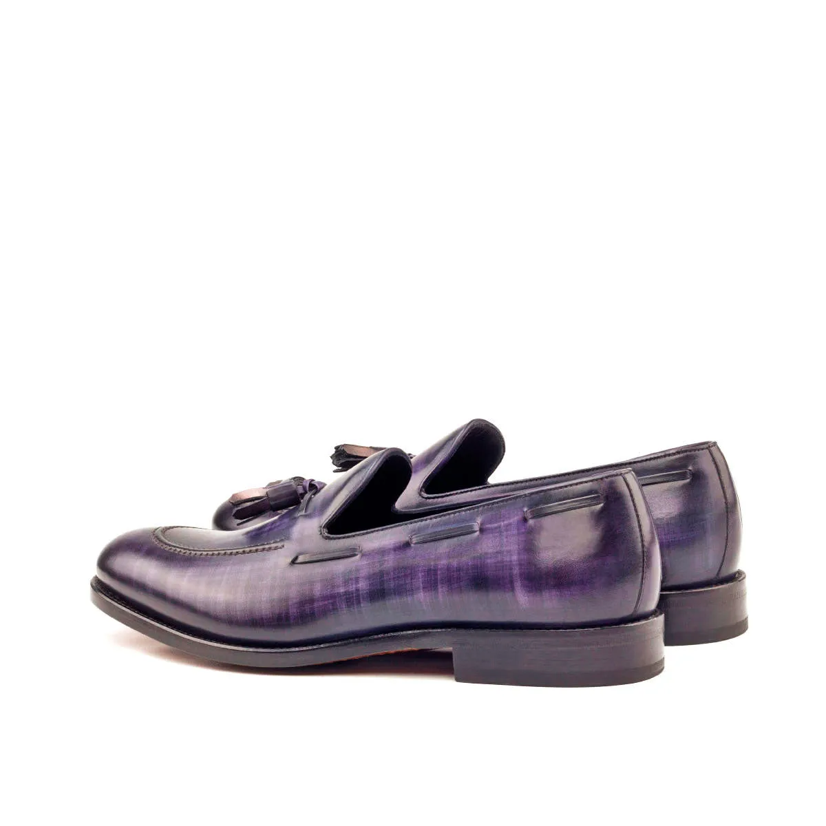 DapperFam Luciano in Purple / Denim Men's Hand-Painted Patina Loafer