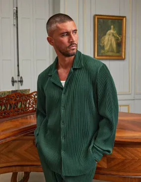 Dark Green Pleated L/S Shirt