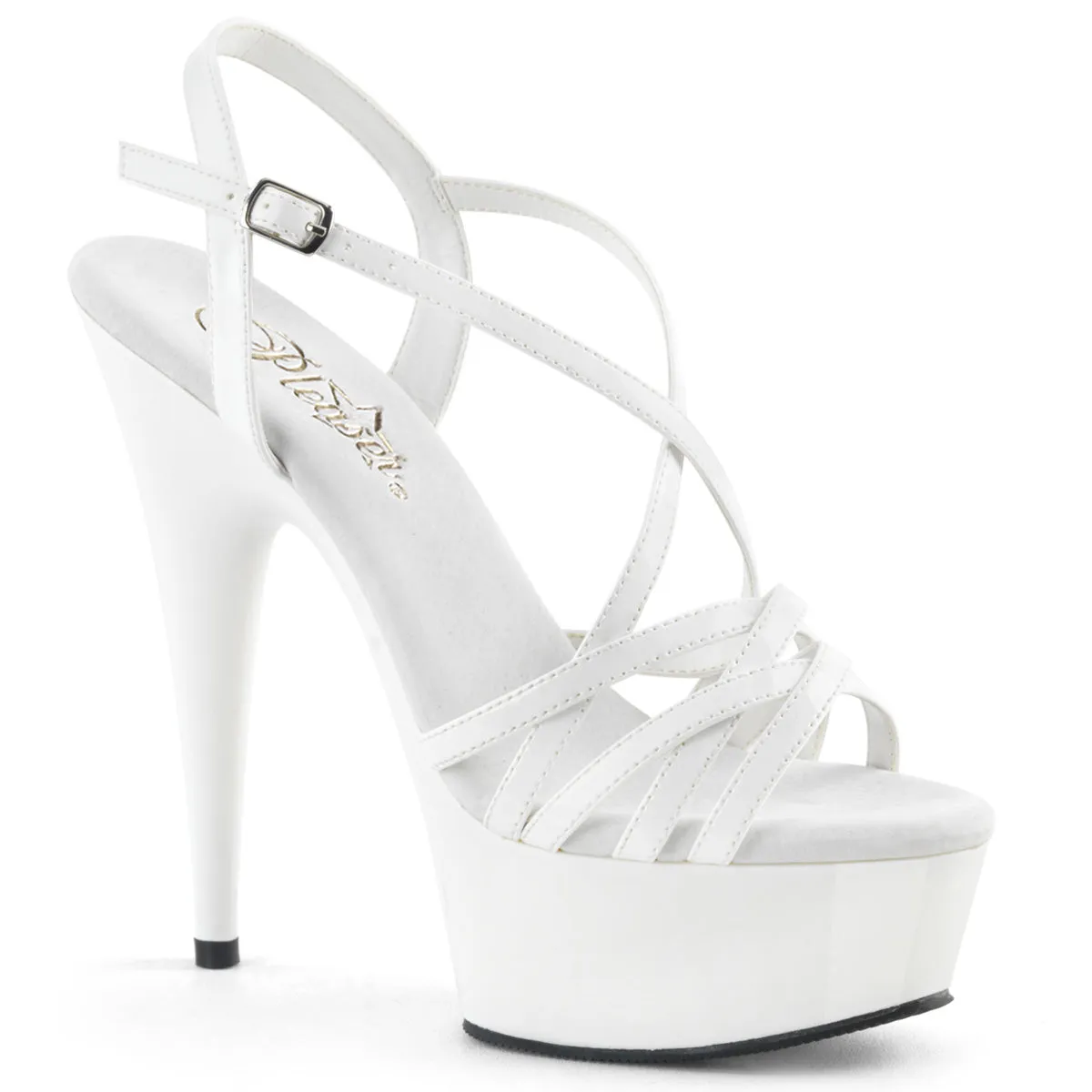 DELIGHT-613 White Strappy High Heel Platform Clearance Sandals