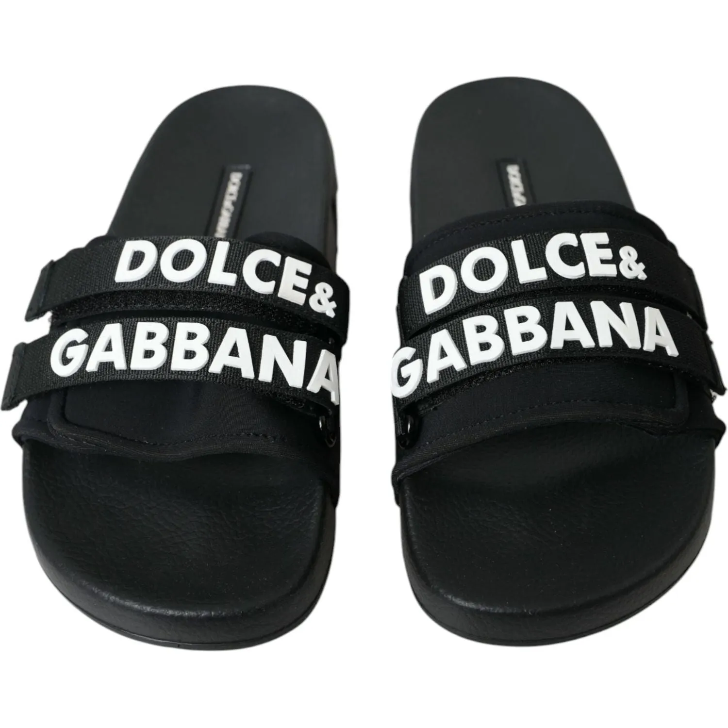 Dolce & Gabbana Black Neoprene Slides Flats Beachwear Shoes