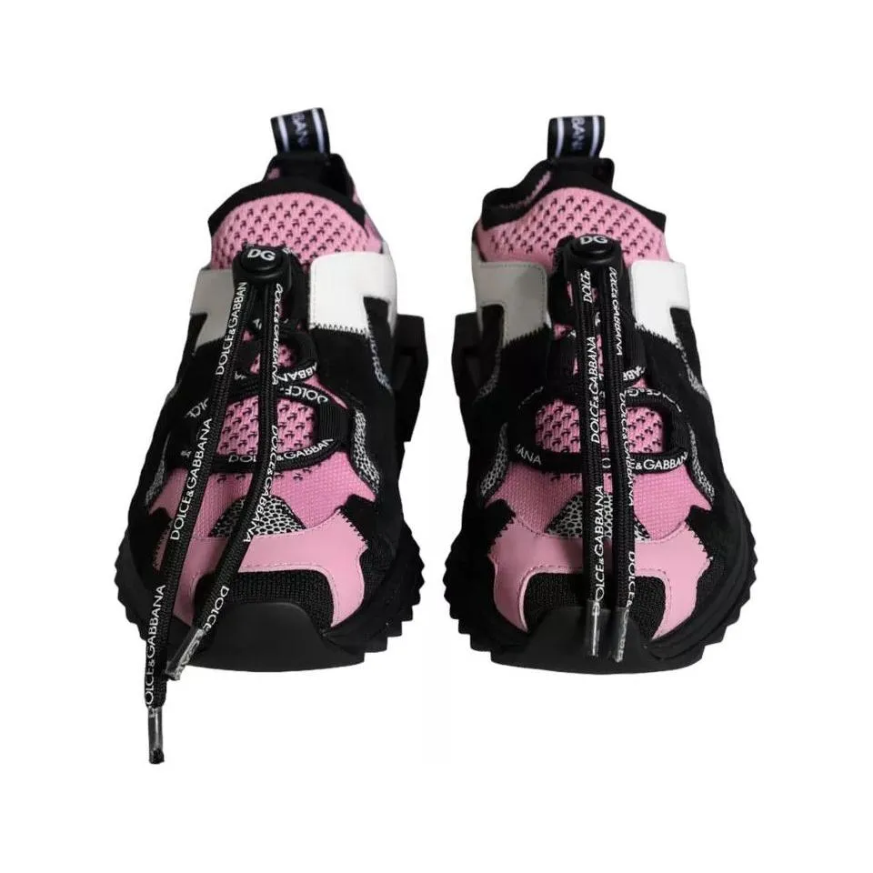 Dolce & Gabbana Black Pink Mesh Sorrento Trekking Sneakers Shoes