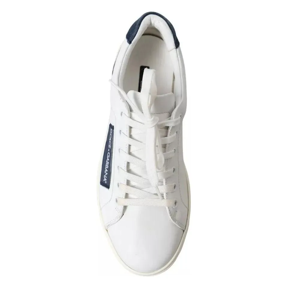 Dolce & Gabbana White Black Leather Low Top Sneakers Portofino Shoes