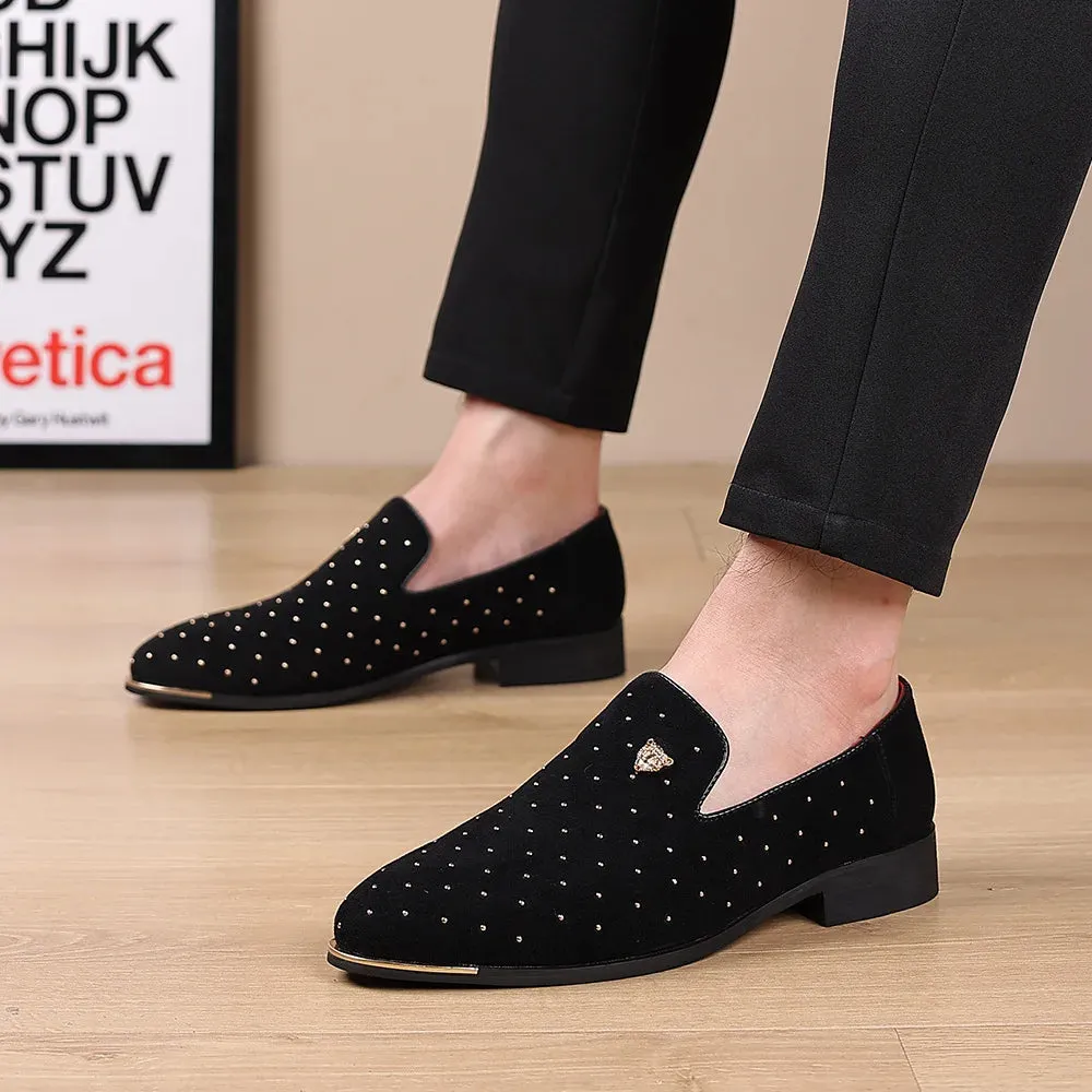 Dots Rivet Metal Appliques Loafers