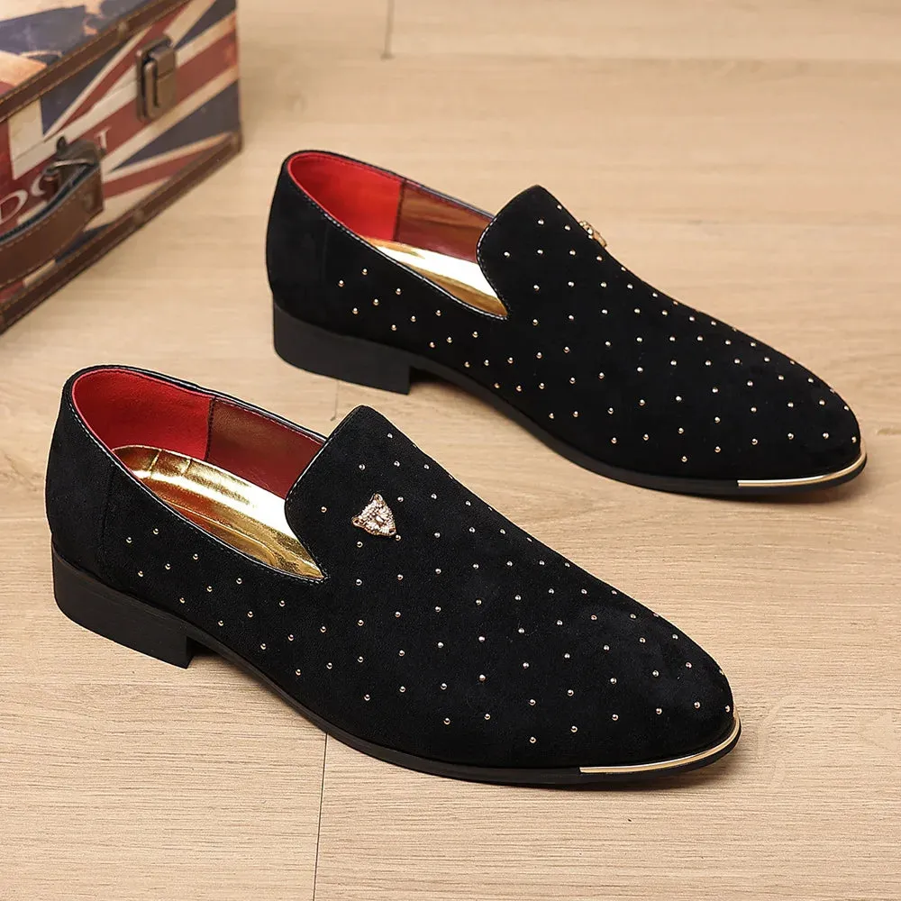 Dots Rivet Metal Appliques Loafers