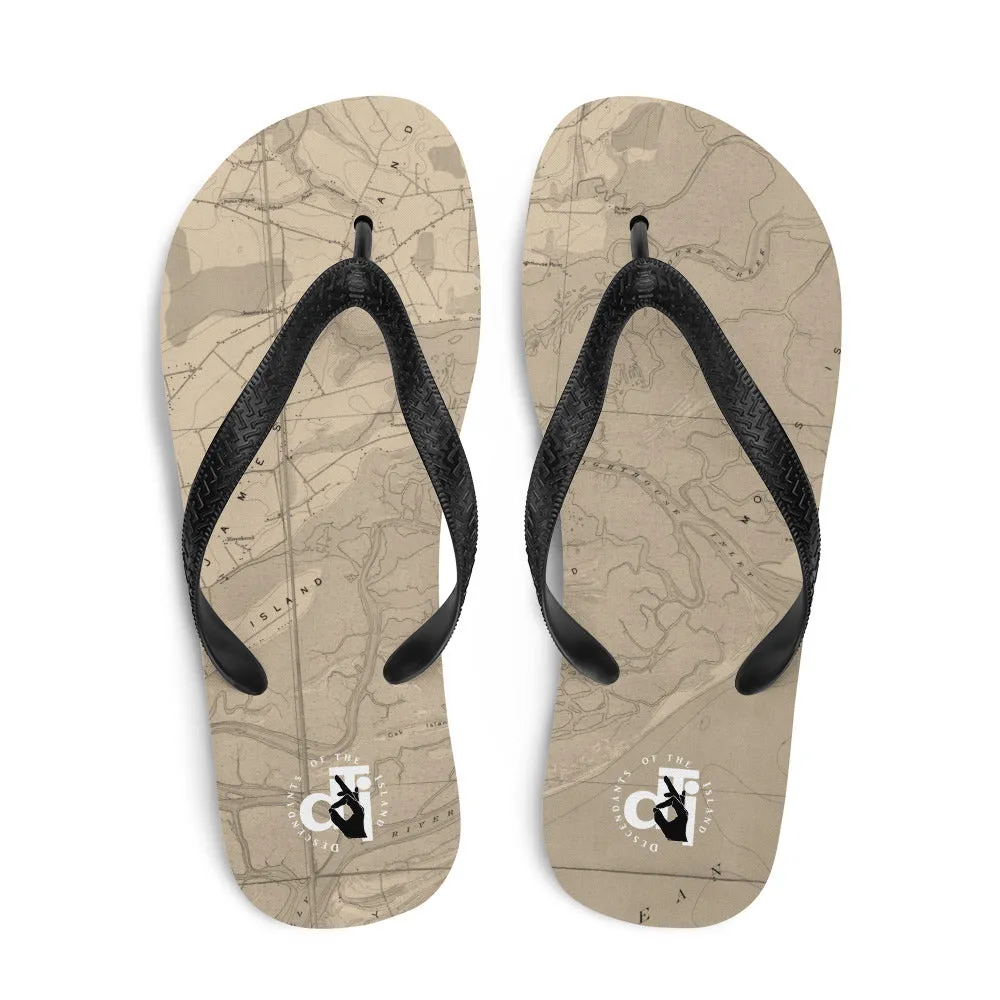 DTI James Island Map Parchments Flip-Flops