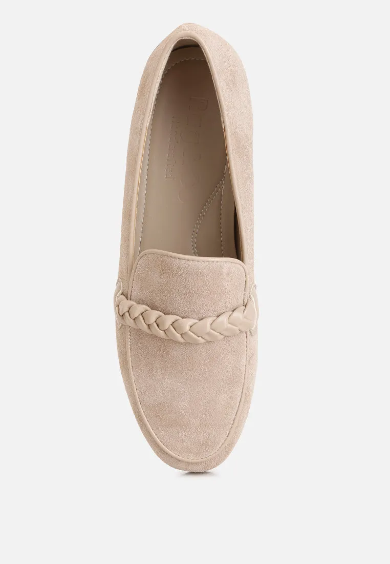 Echo Suede Leather Braided Detail Loafers