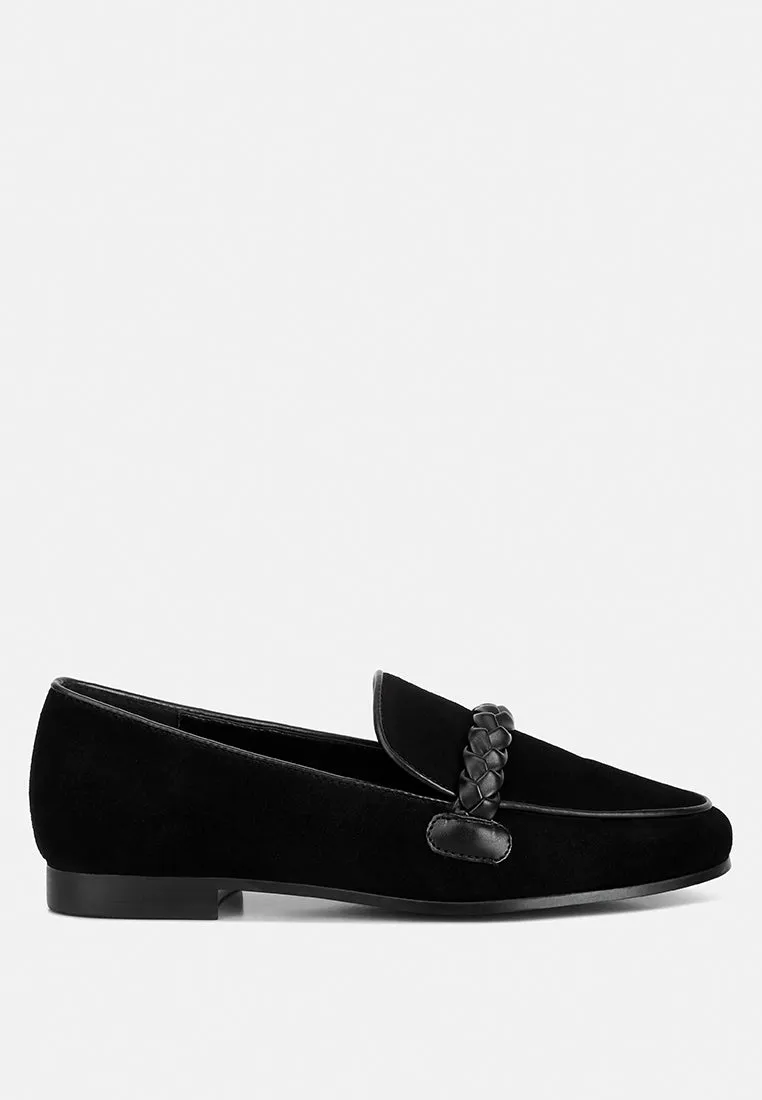 Echo Suede Leather Braided Detail Loafers