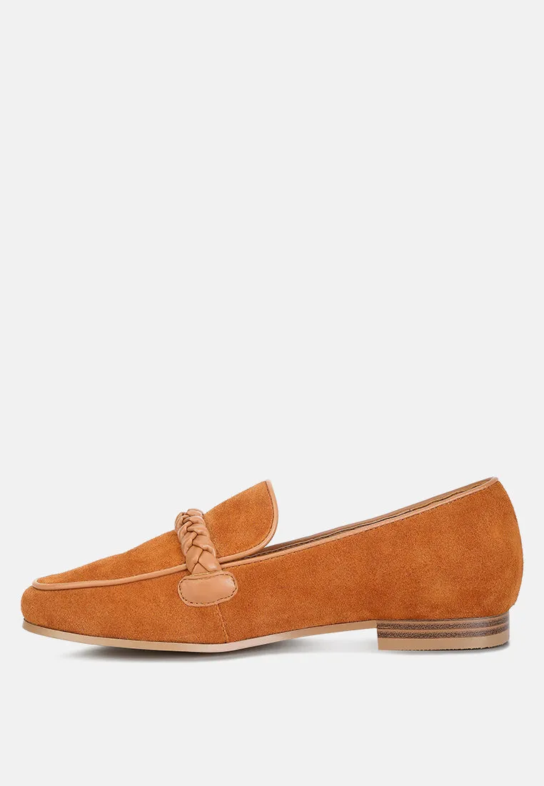 Echo Suede Leather Braided Detail Loafers