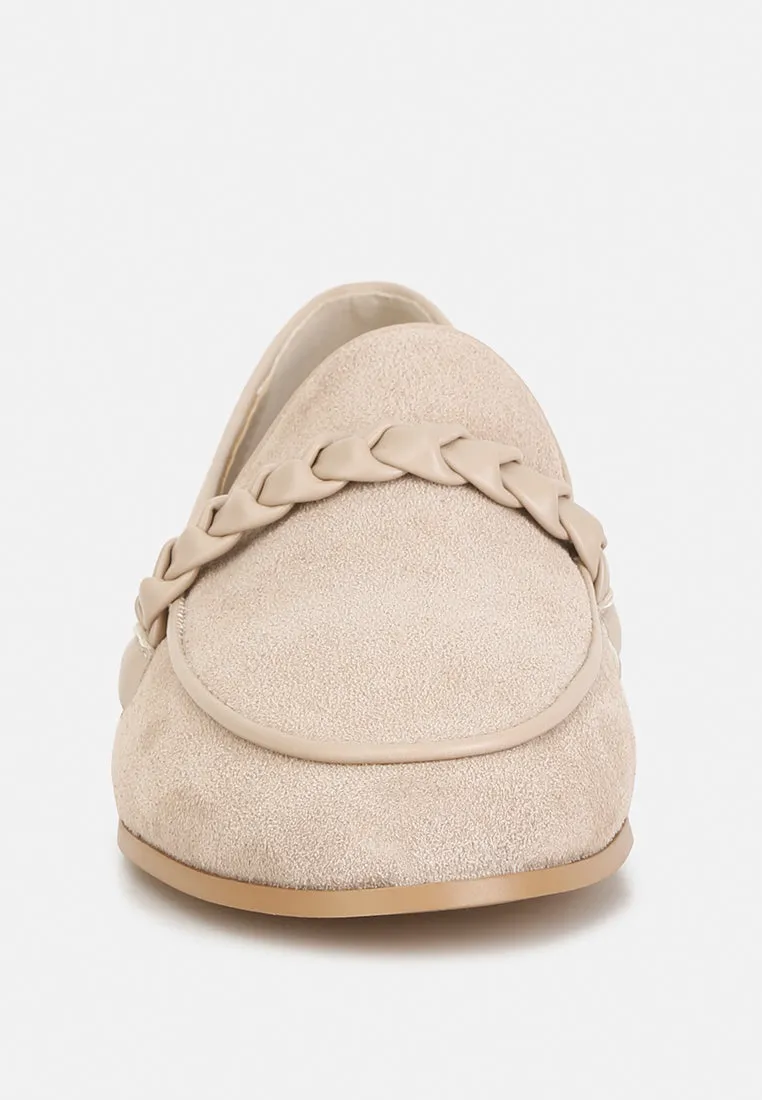 Echo Suede Leather Braided Detail Loafers