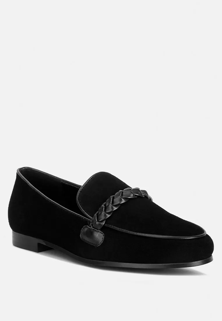 Echo Suede Leather Braided Detail Loafers