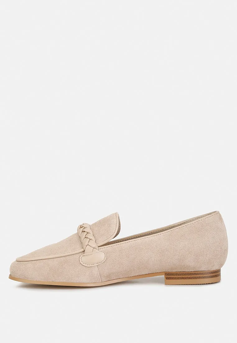 Echo Suede Leather Braided Detail Loafers