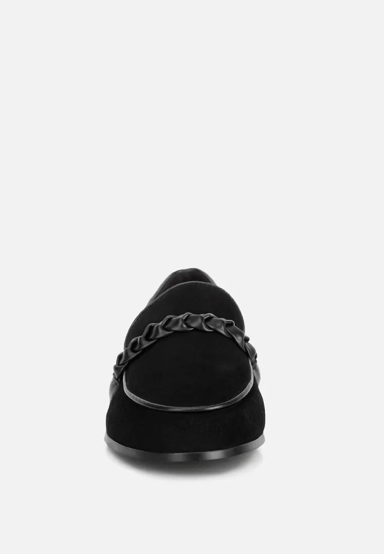 Echo Suede Leather Braided Detail Loafers