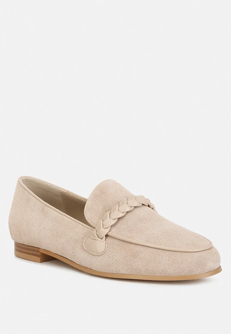 Echo Suede Leather Braided Detail Loafers