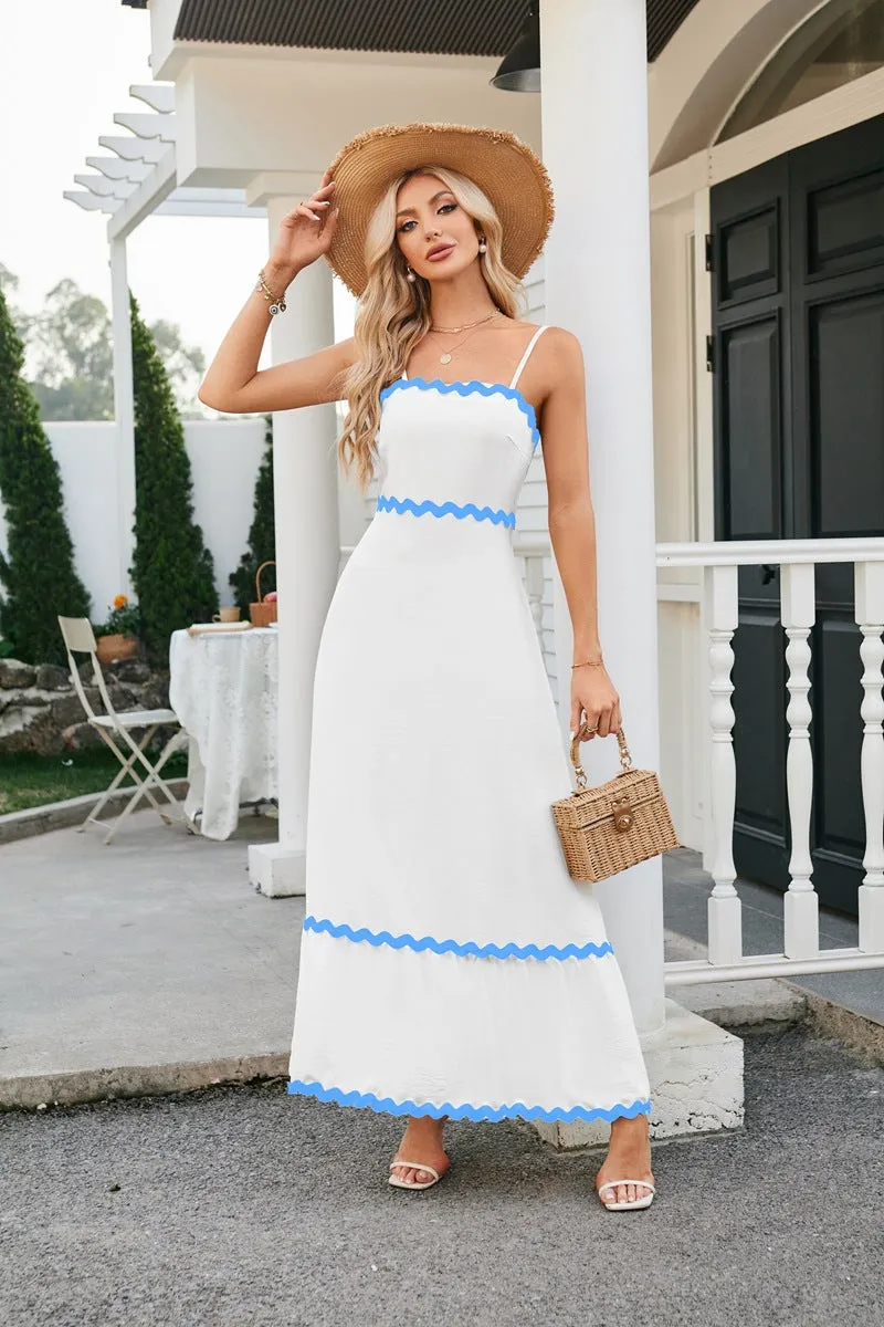 Elegant Blue Midi Summer Dress