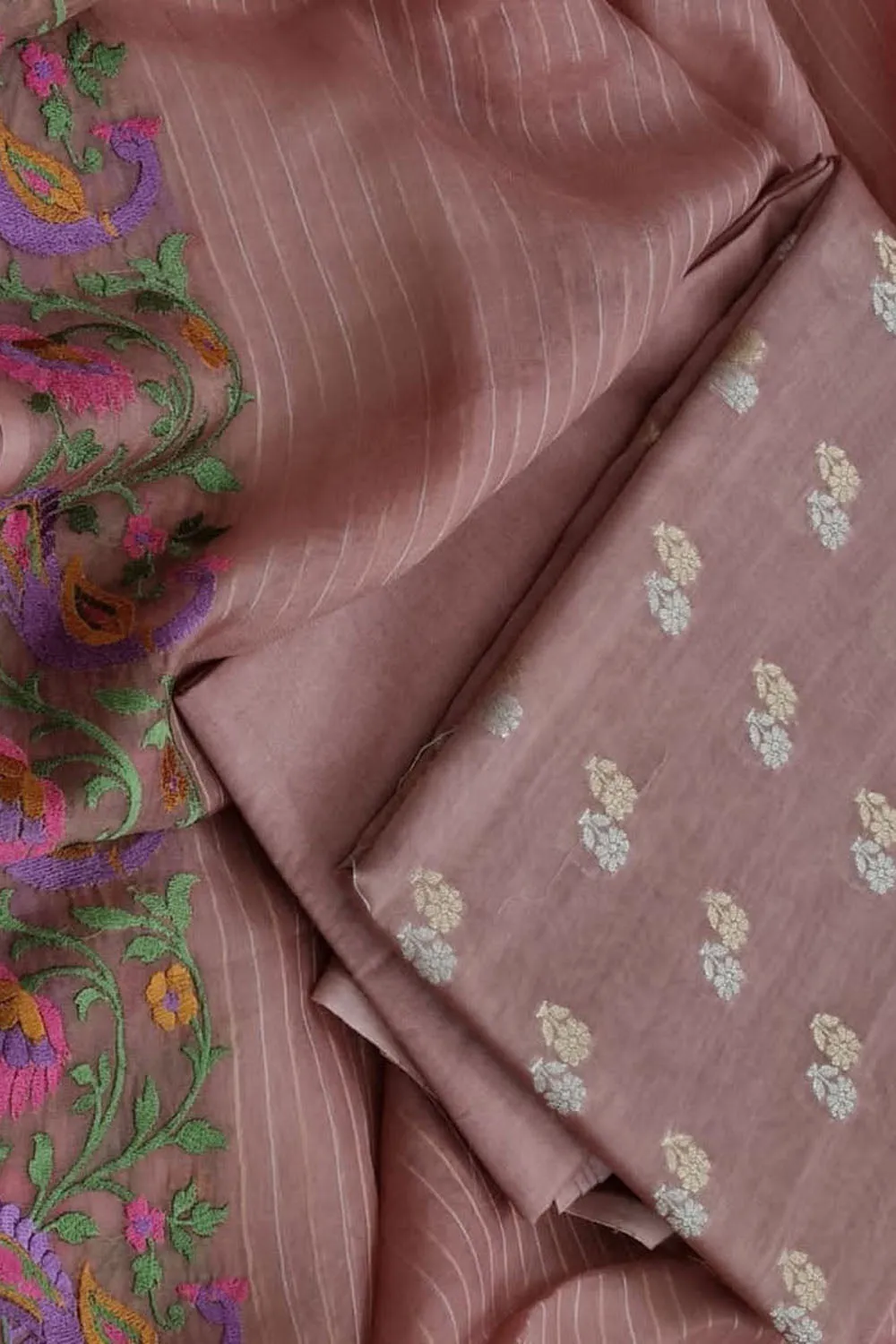 Elegant Pink Banarasi Chanderi Silk Suit Set