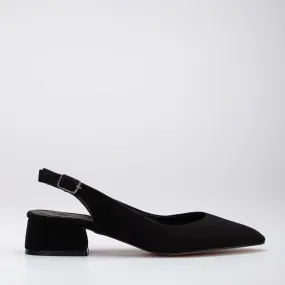 Emma - Black Suede Slingback Shoes