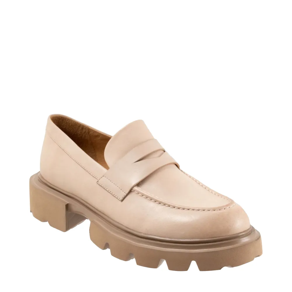 EOS Footwear Women's Ade Penny Leather Loafer in Birch Beige