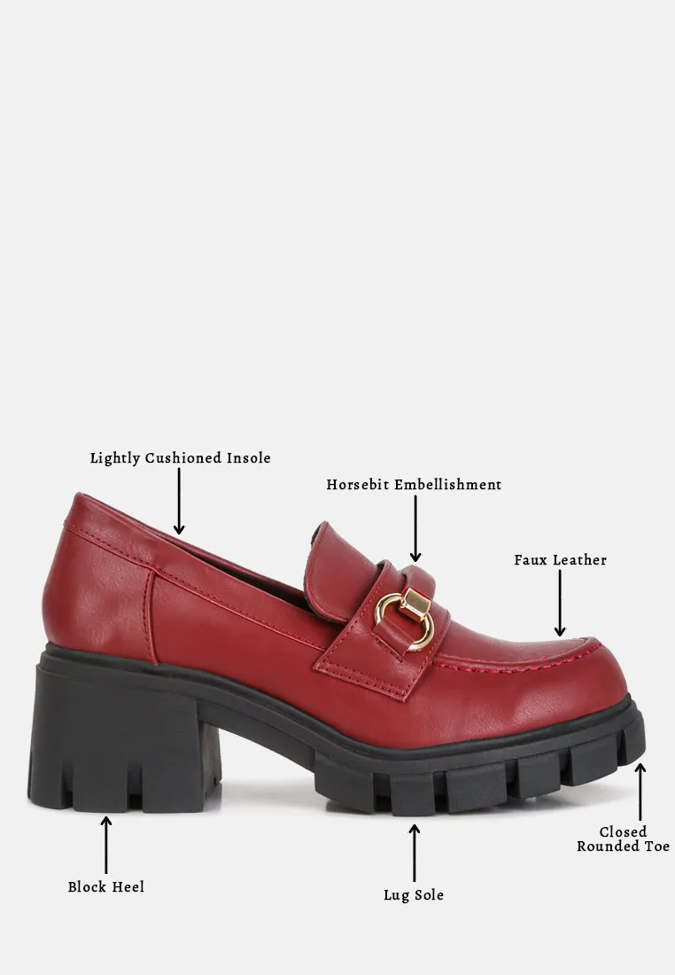 Evangeline chunky platform loafers in Burgundy