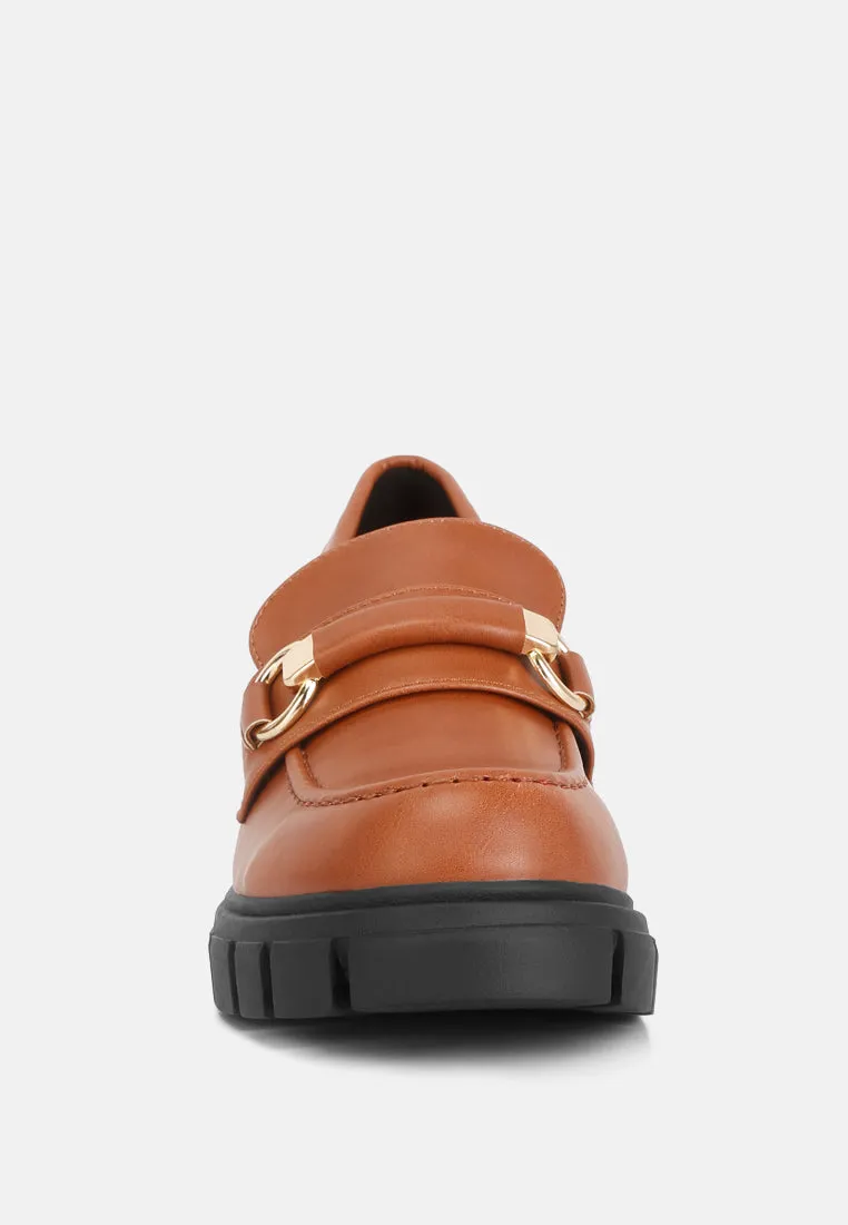 Evangeline chunky platform loafers in Tan