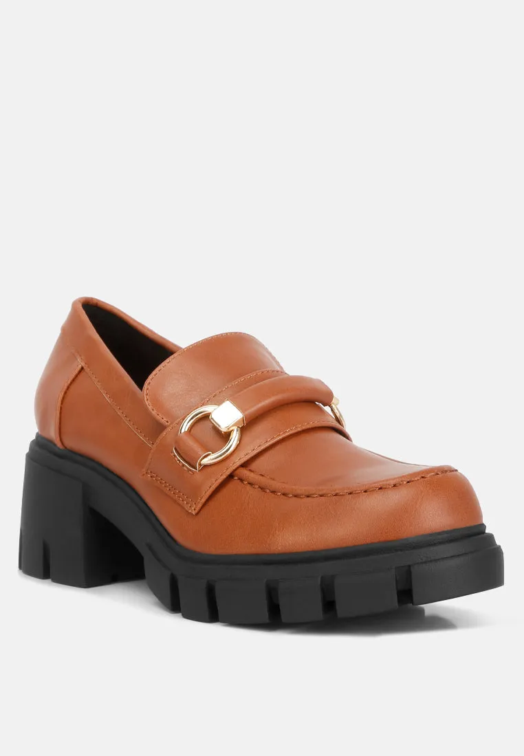 Evangeline chunky platform loafers in Tan