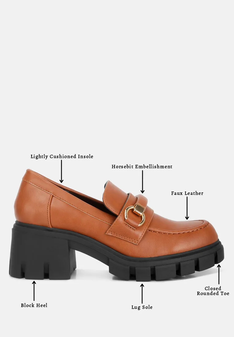 Evangeline chunky platform loafers in Tan