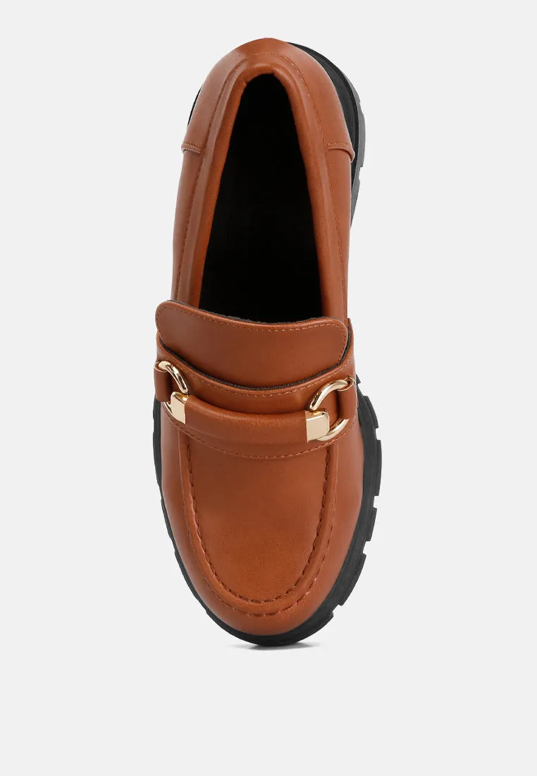 Evangeline chunky platform loafers in Tan