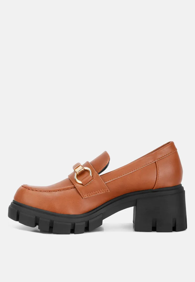 Evangeline chunky platform loafers in Tan