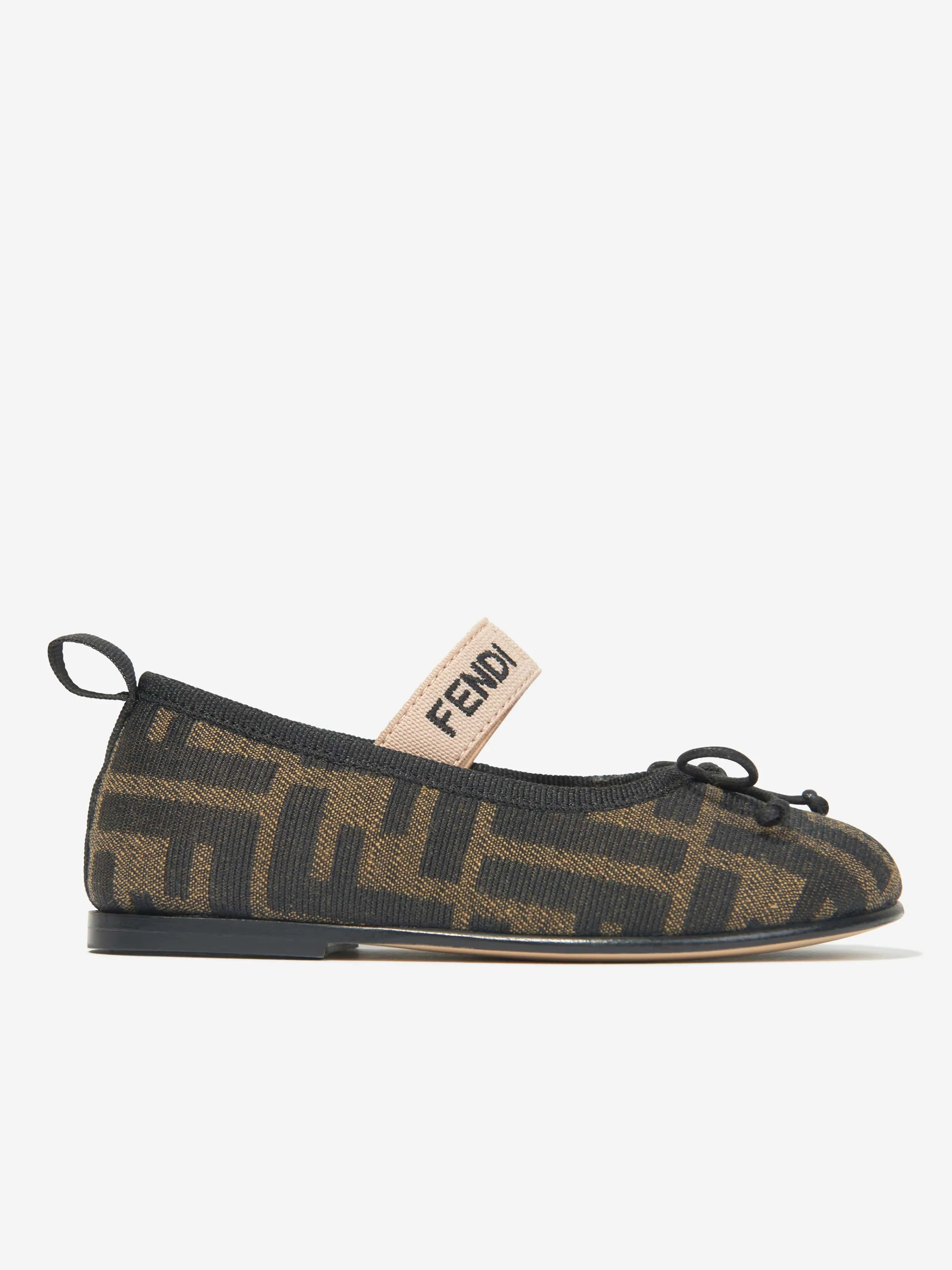 Fendi Girls FF Logo Ballerinas in Brown