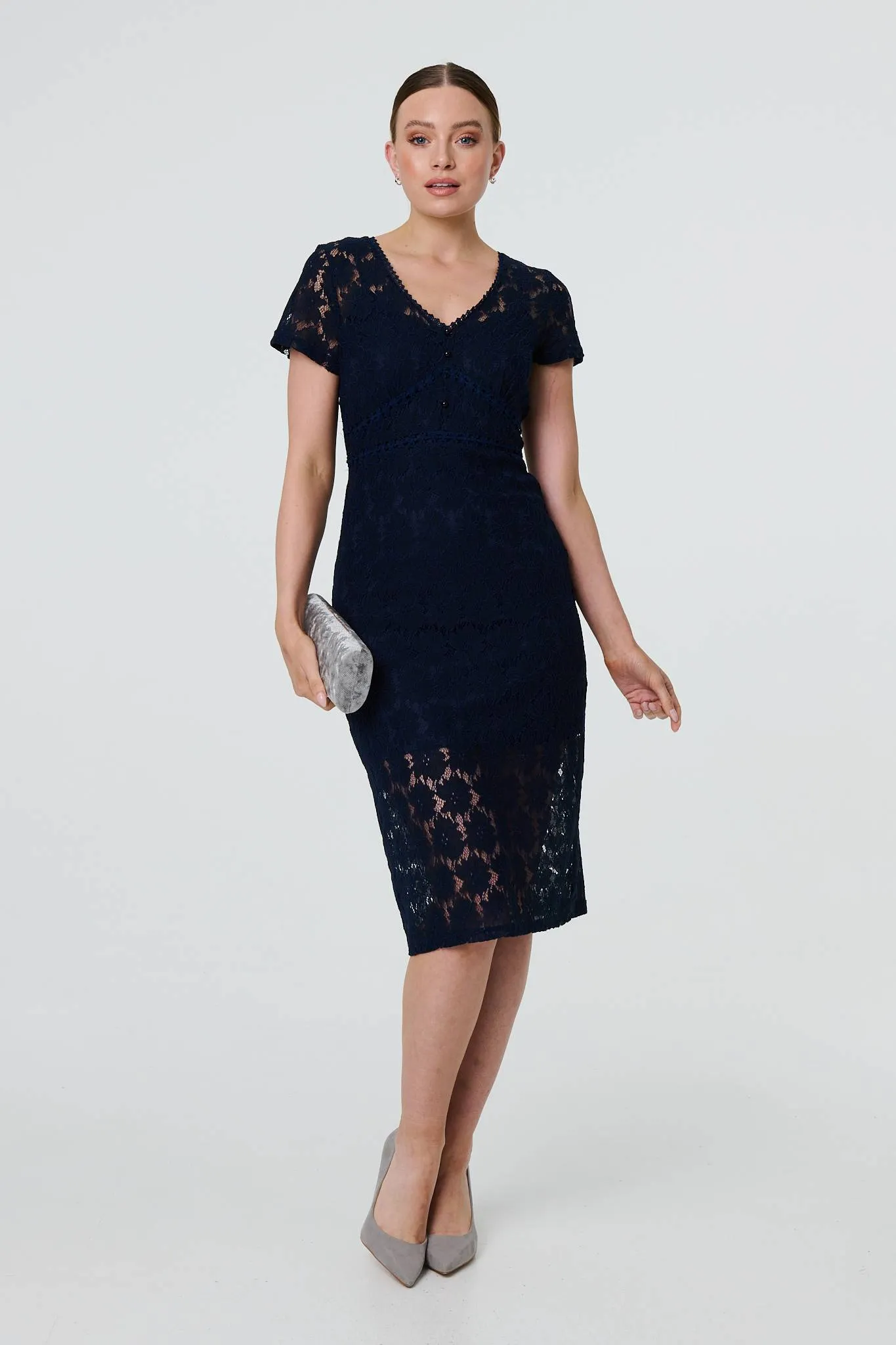 Floral Lace Layer Slim Knee Length Dress