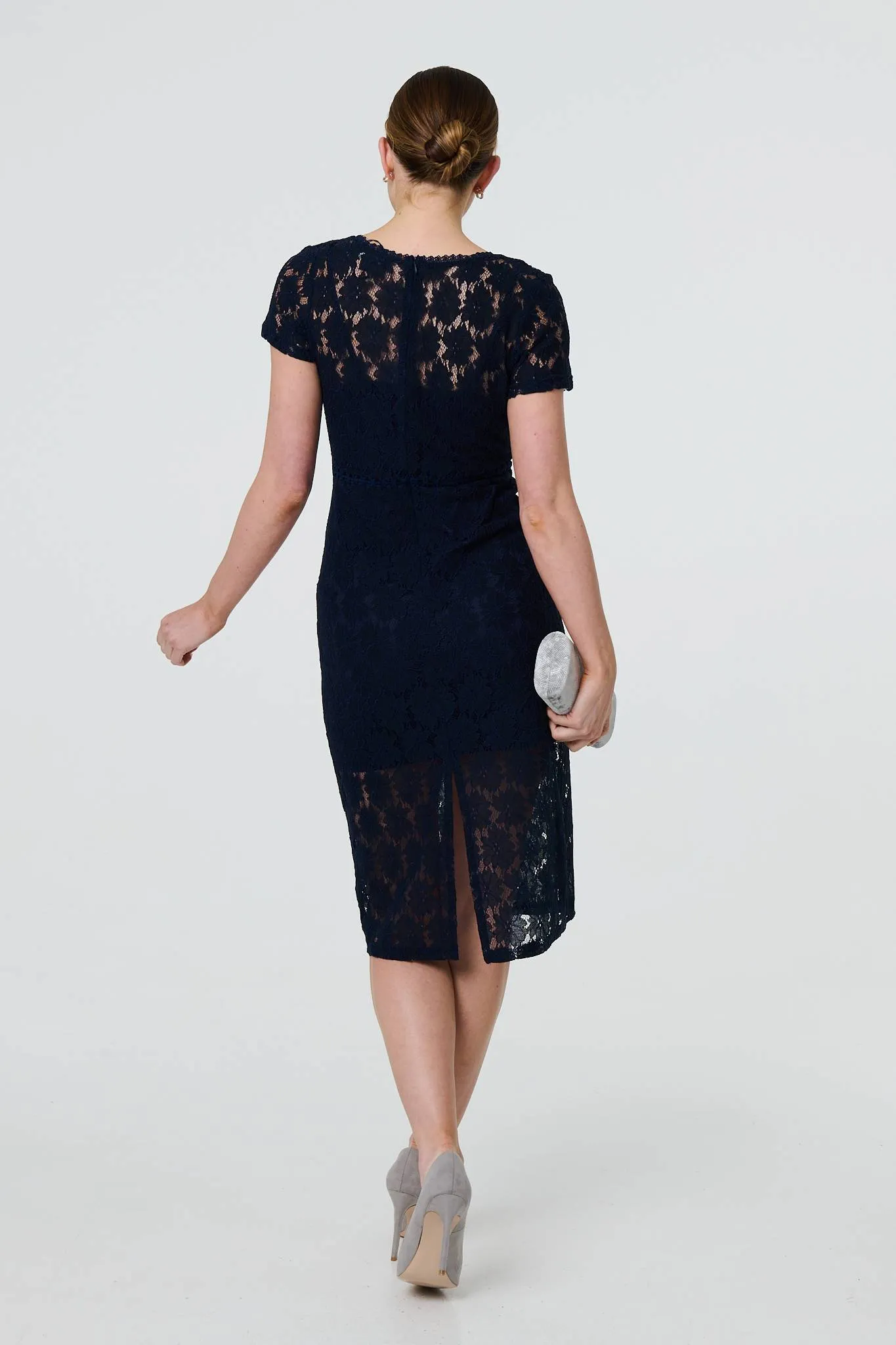 Floral Lace Layer Slim Knee Length Dress