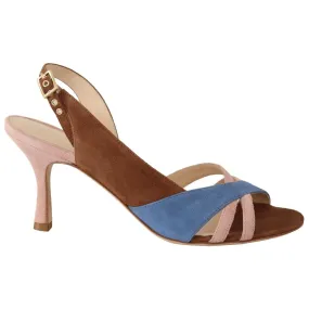 GIA COUTURE Chic Multicolor Suede Slingback Heel Sandals