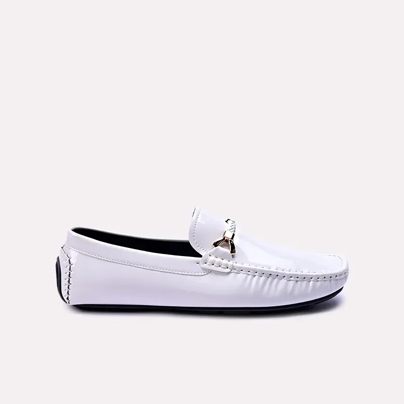 Griffith White Glossy Horsebit Loafers 0130870