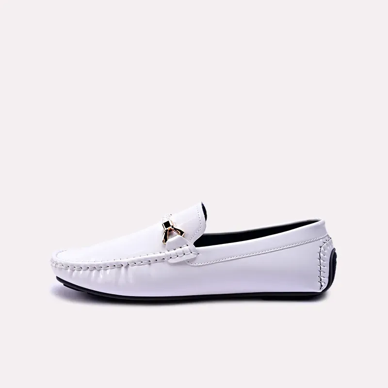 Griffith White Glossy Horsebit Loafers 0130870