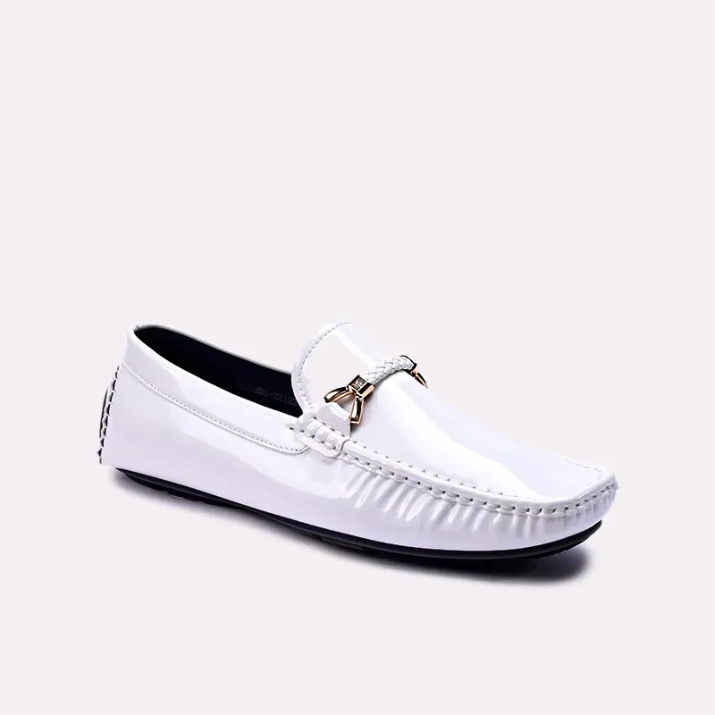 Griffith White Glossy Horsebit Loafers 0130870