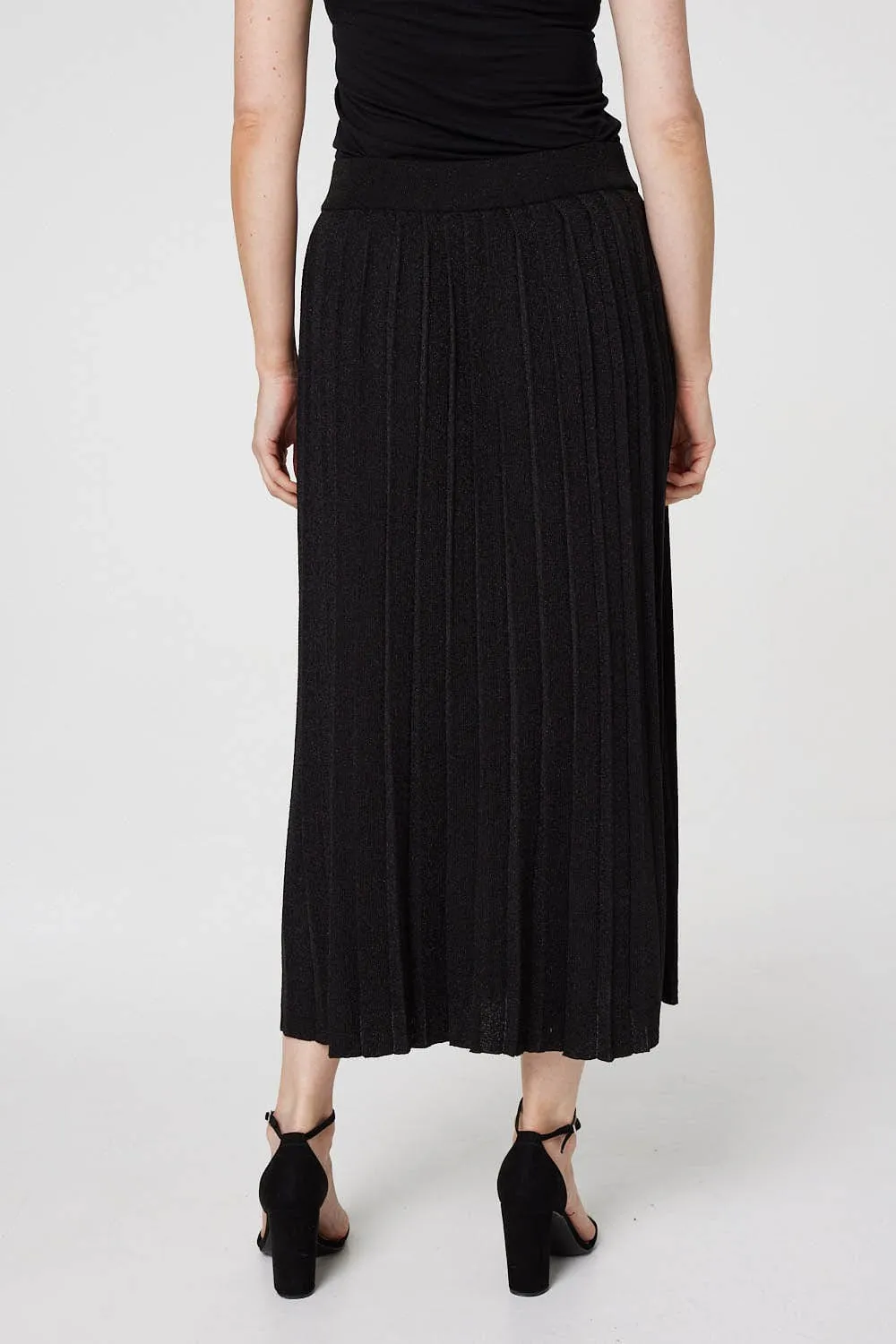 High Waist Pleated Knit Skirt