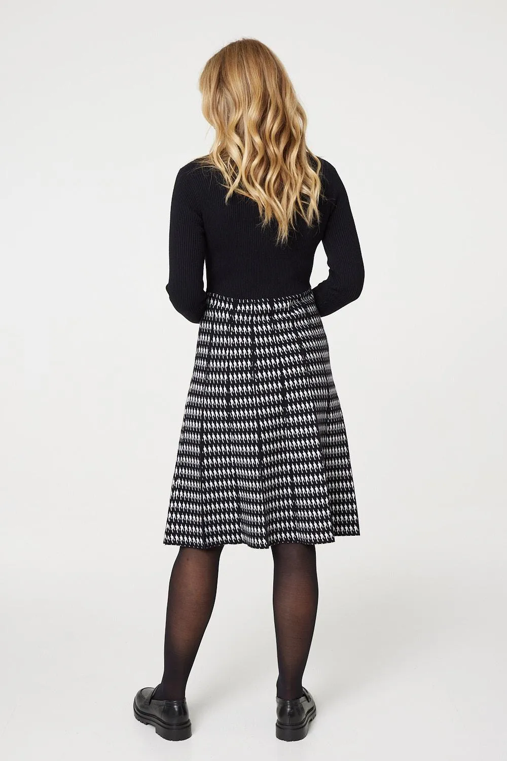 Houndstooth Midi Knit Dress