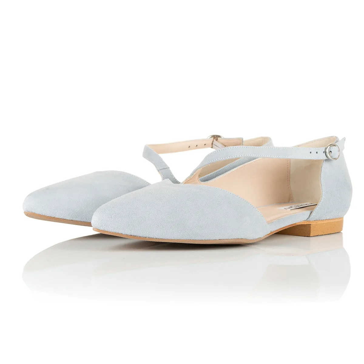 Indy Extra-Wide Fit Flats - Pale Blue Suede