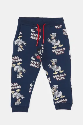 Infant Boys Navy Mickey And Donald Jogger Pants