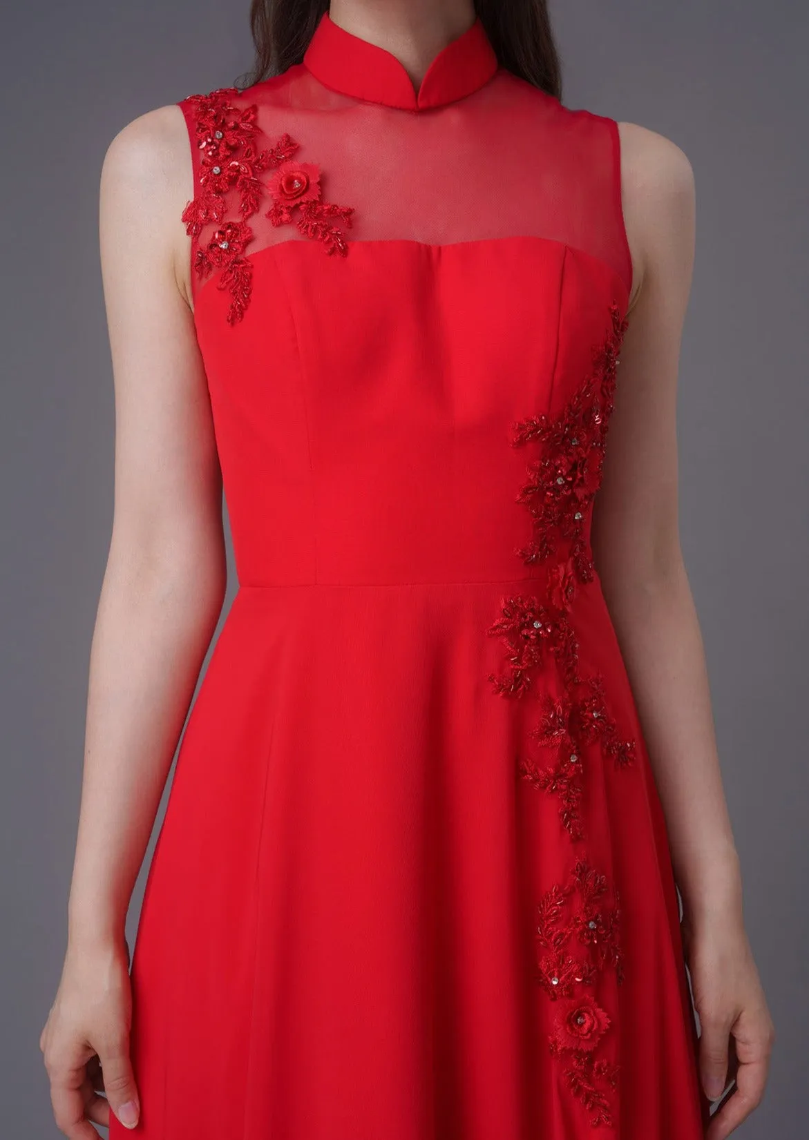 Iris A-Line Red Bridal Qipao - RTW