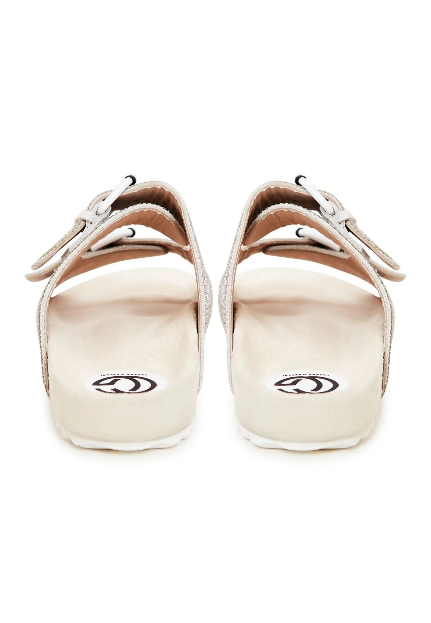 Jewel Flat Sole Mules - Silver