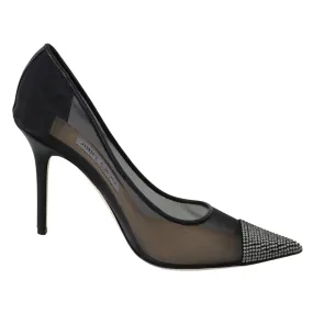 Jimmy Choo Elegant Black Mesh Crystal Pumps