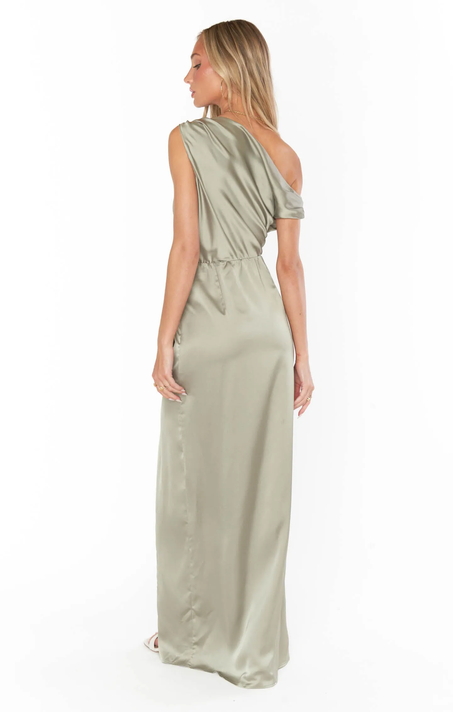 Jodie Dress ~ Moss Green Luxe Satin