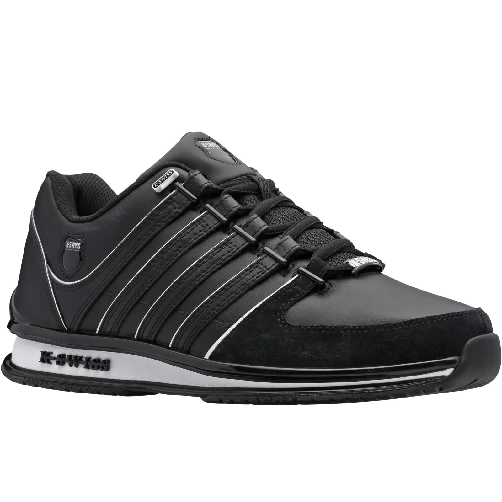 K-Swiss Mens Rinzler Leather Trainers - Black Monogram