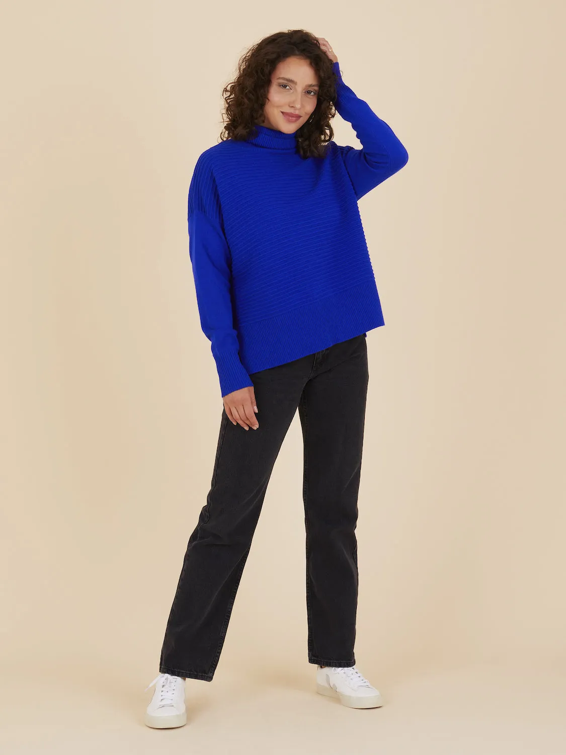 Kyle Roll Neck Sapphire Cashmere Jumper