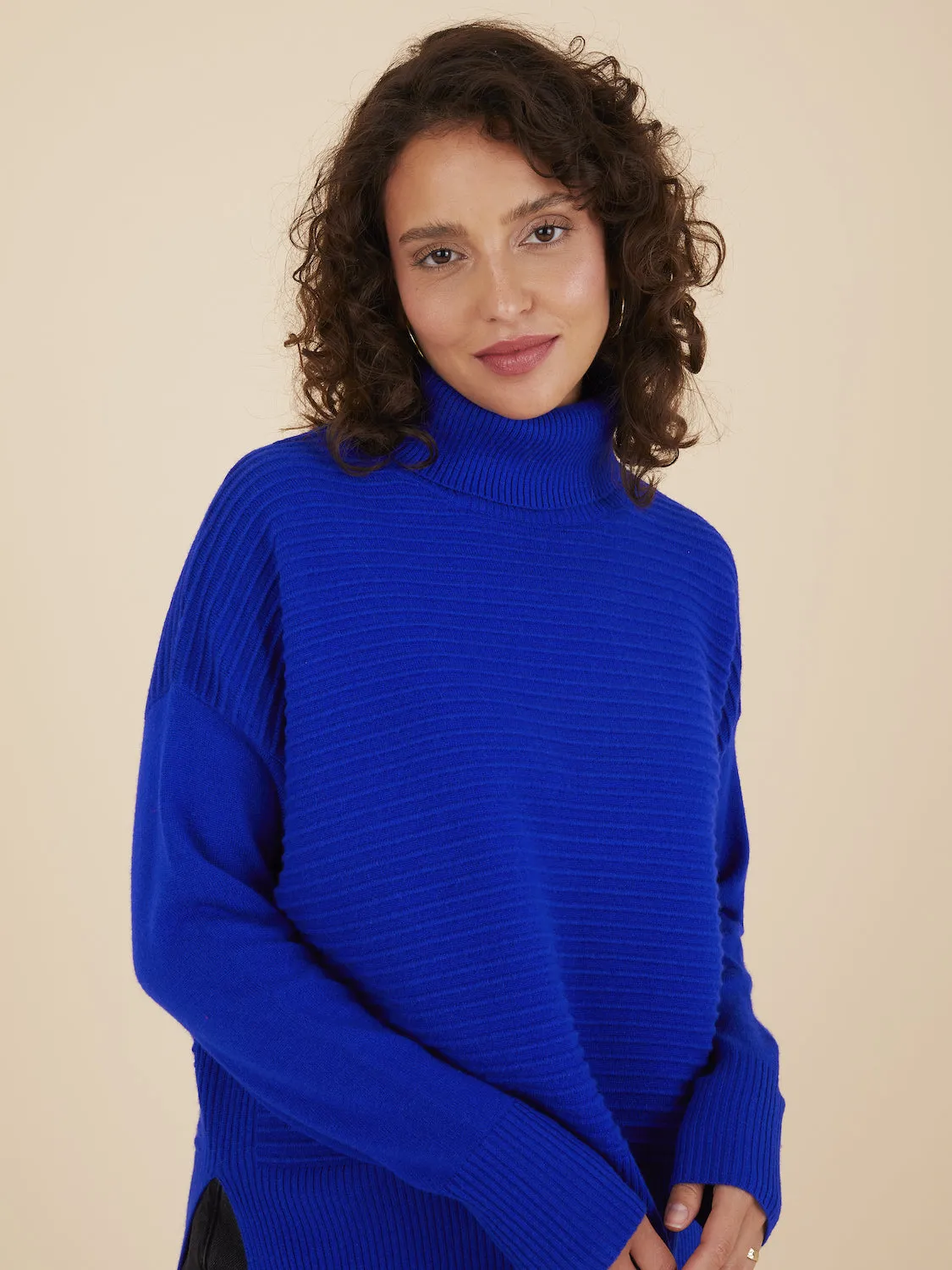 Kyle Roll Neck Sapphire Cashmere Jumper