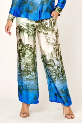 La Strada 100% Viscose Azure Print Pants