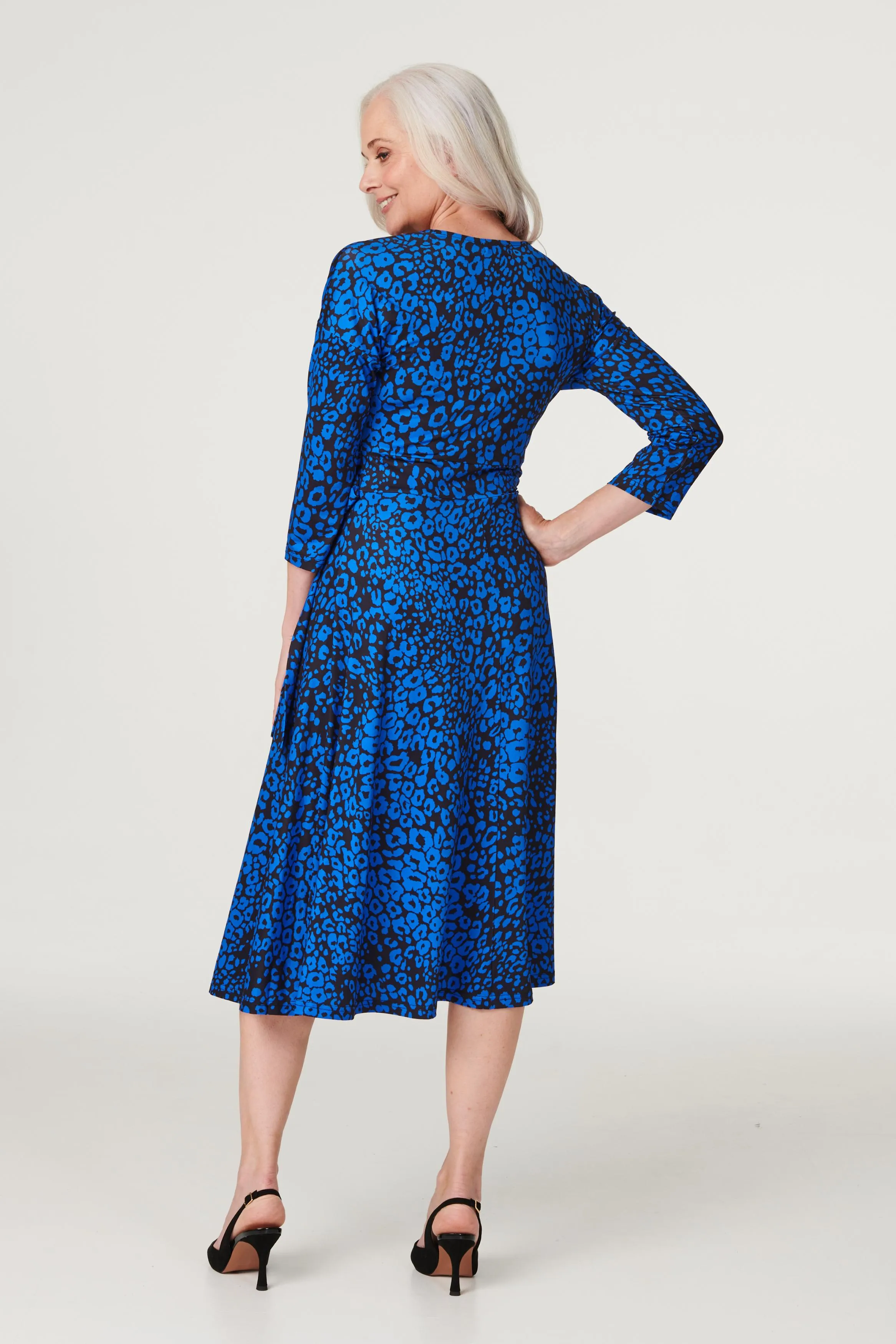 Leopard Print Midi Wrap Dress