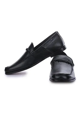 LIBERTYZENO Mens Genuine Leather Tassel Loafers Dress Shoes 985 Black