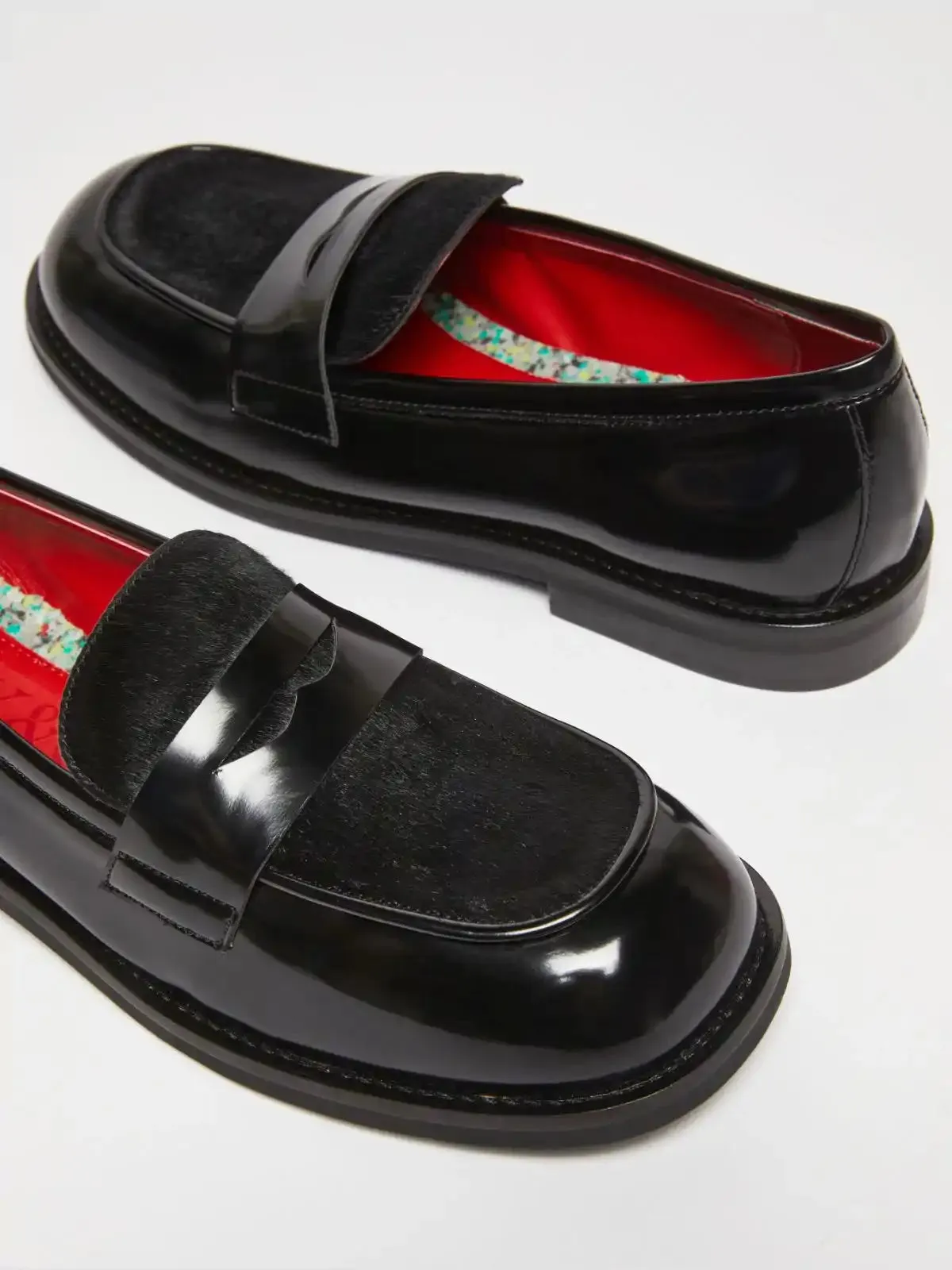 Loafers with ponyskin detail - Black