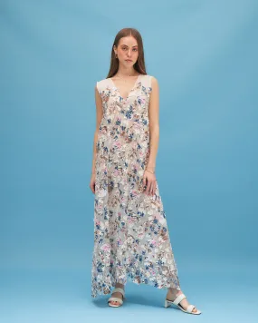 LOVE IN A MIST EMBROIDERED MAXI DRESS